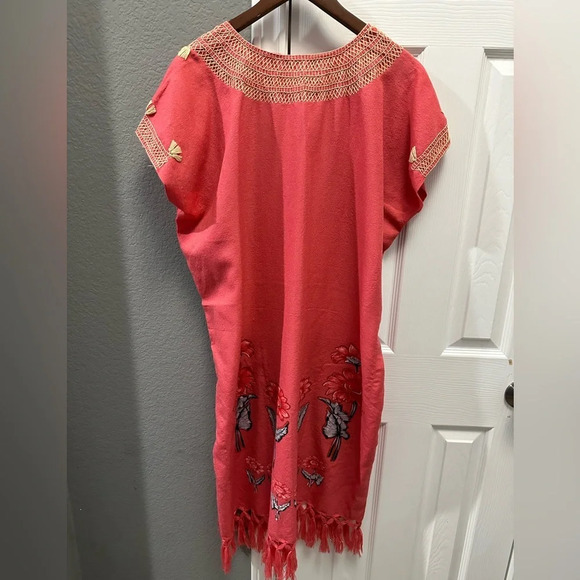 Coral Boho Handmade Kaftan One Size Maxi Dress - Picture 4 of 5